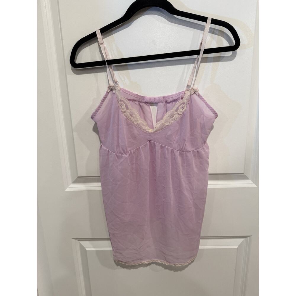 Victoria's Secret Lavender Cami Lace Trimmed Spaghetti Strap Babydoll Top Sz M
